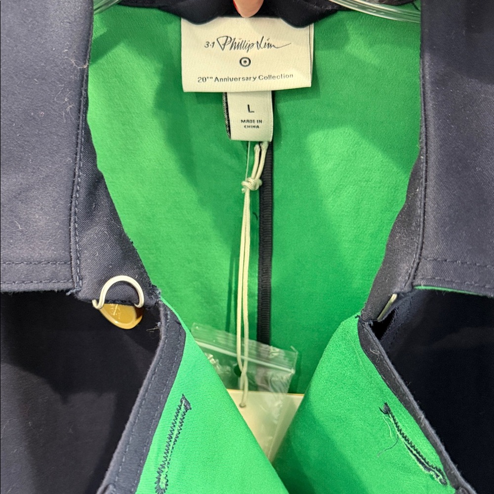 3.1 Phillip Lim for Target Navy Trench Coat with Green Accents - Picture 4 of 5